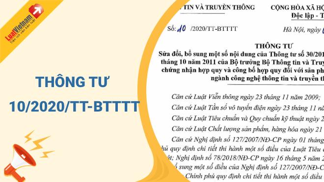 Bộ TT&TT: Thông tư 10/2020/TT-BTTTT - Sửa đổi và bổ sung Thông tư 30/2011/TT-BTTTT
